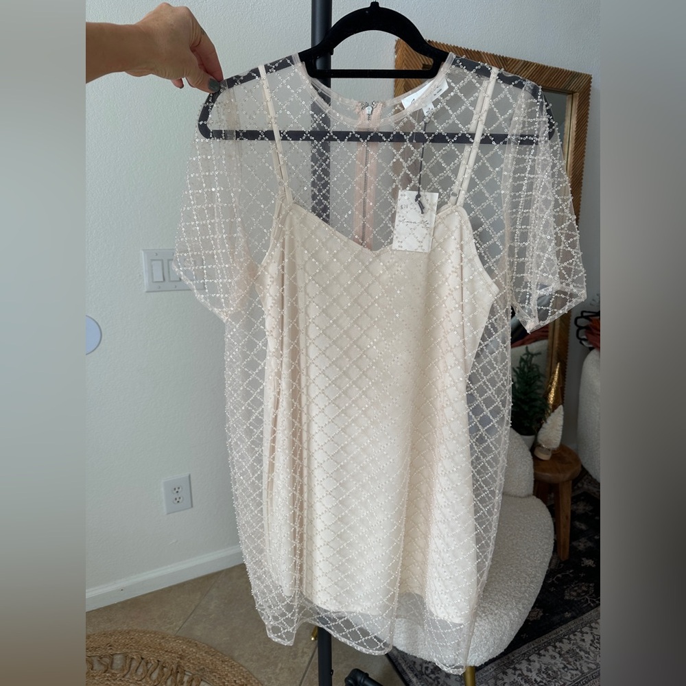 Rhinestone Sheer Mini Dress